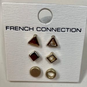 French Connection Coordinated Mis-matched Shape Stud Earrings